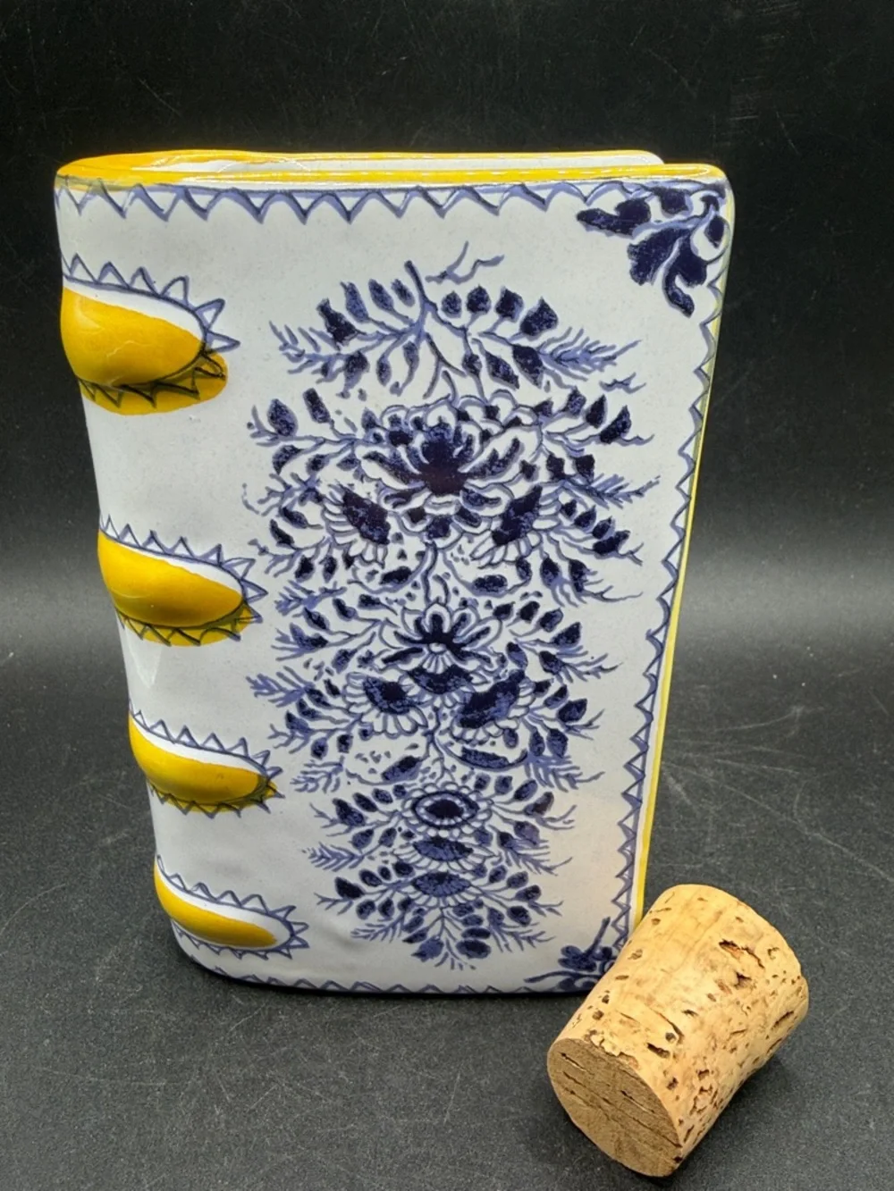 Metropolitan Museum of Art Vintage MMA Hand Painted Book Flask Bottle w Cork